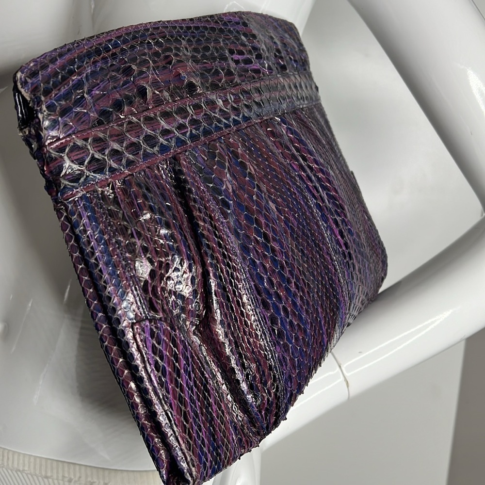 Purple Eggplant Python Snakeskin Clutch Shoulder Bag - Picture 5 of 8